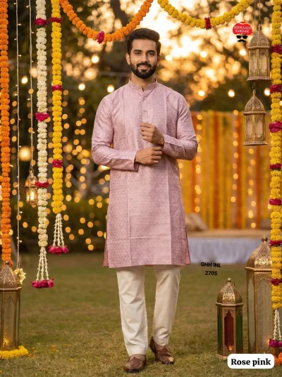 Silk Jacquard Men's Festive Kurta Pajama Set